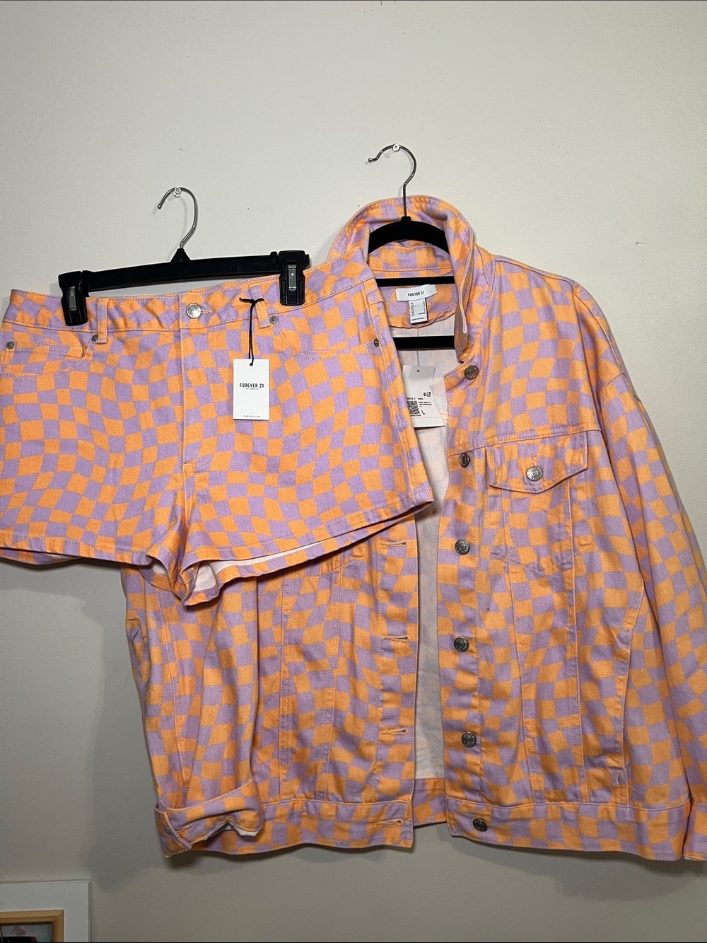 Forever 21 Purple and Orange Checkered Women Matching Set- NWT